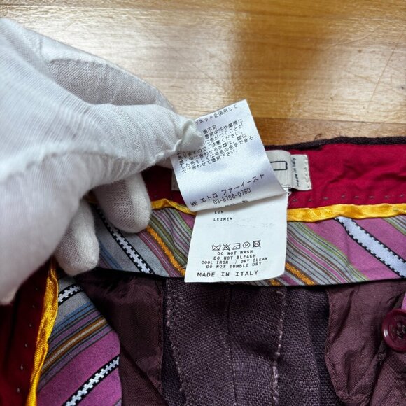 ETRO Women's Burgundy Linen Straight-Leg Pants – IT 42 - Picture 9 of 11